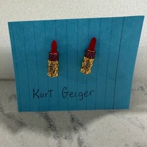 Kurt Geiger Gold and Red Lipstick Studs